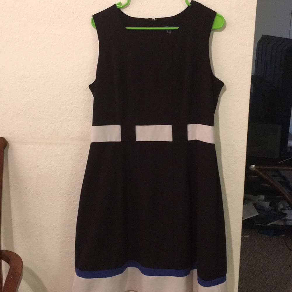A black blue and white dress